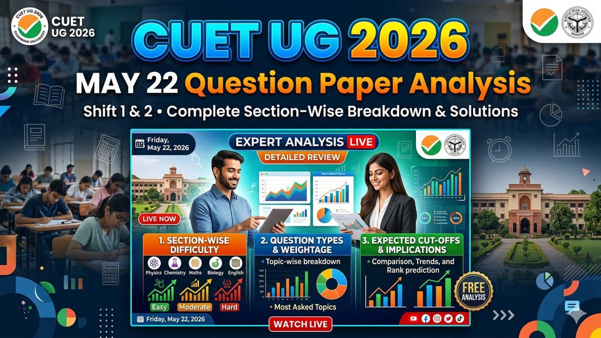 CUET UG 2026 May 22 Exam Analysis: Shift 1 Memory-Based Questions With Solution